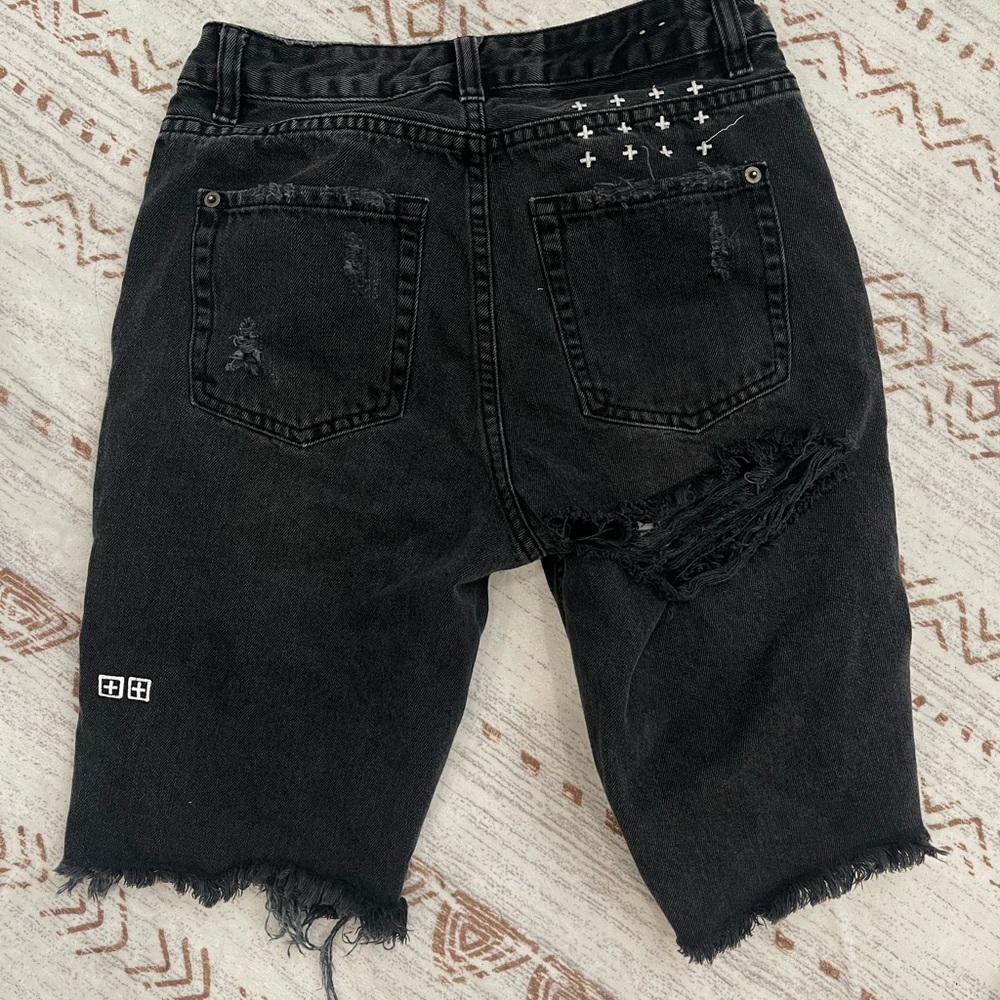 Ksubi Black Distressed Denim Shorts